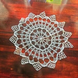 Vintage Handmade Crochet Doily- Era 1960's -  Off White Color - Approx 21"